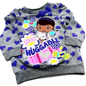 Disney Doc Mcstuffins Sweatshirt Size 3T Girls Gray Glitter Huggable Long Sleeve
